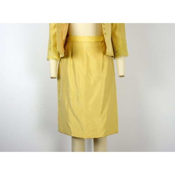 1980s Victor Costa Skirt Suit Size Medium Yellow Soutache Power Suit Medium Suit - Picture 7 of 10